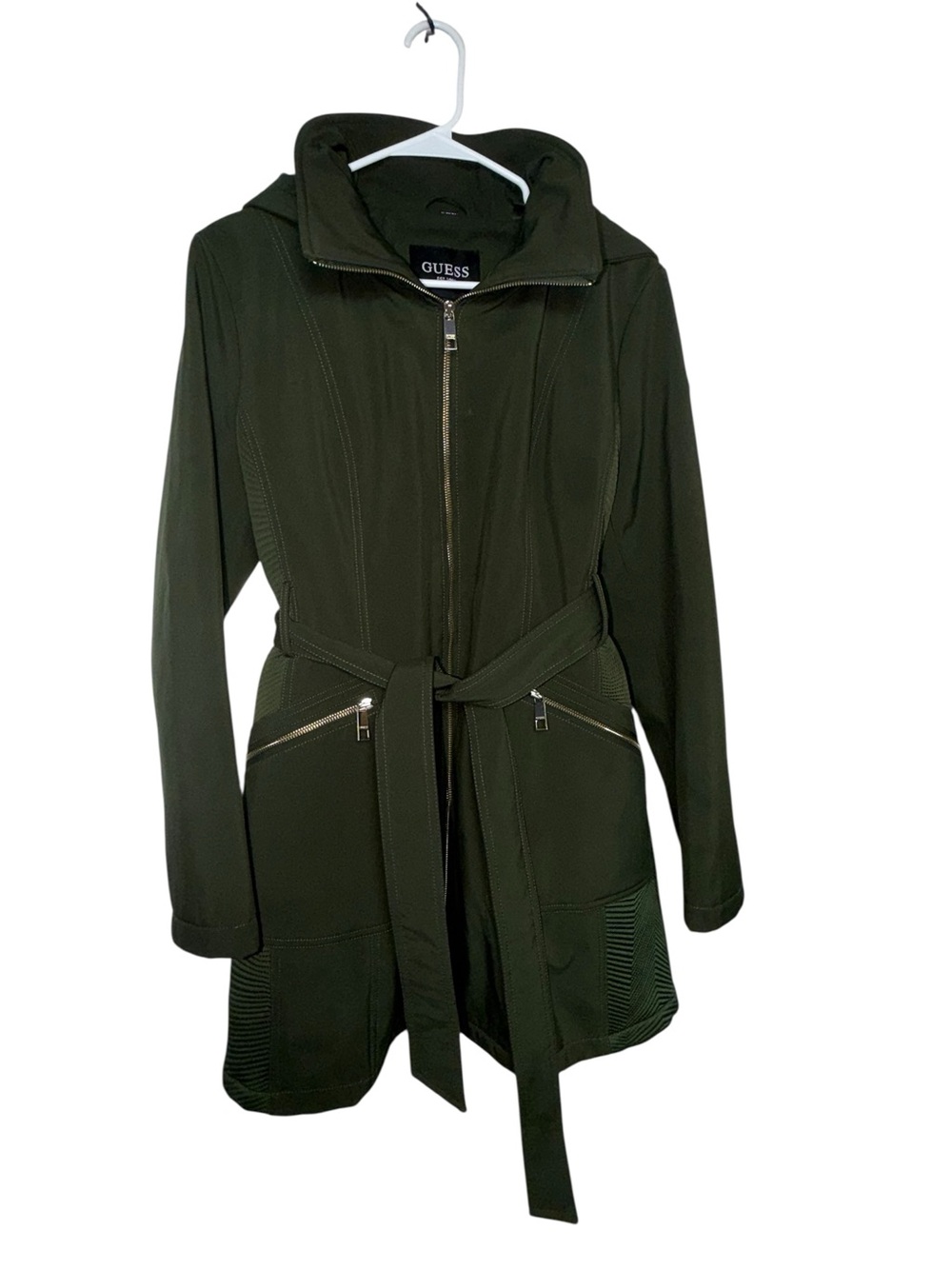 GUESS Olive Green Hooded Trench with Belt